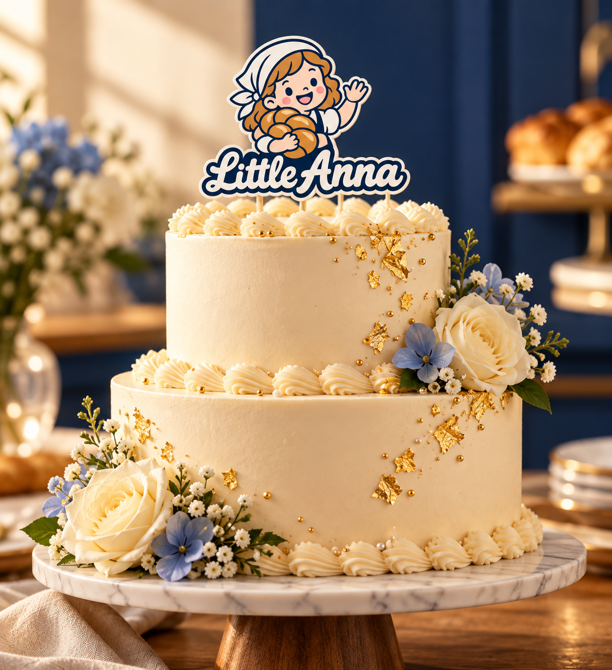 Tiered celebration cake display