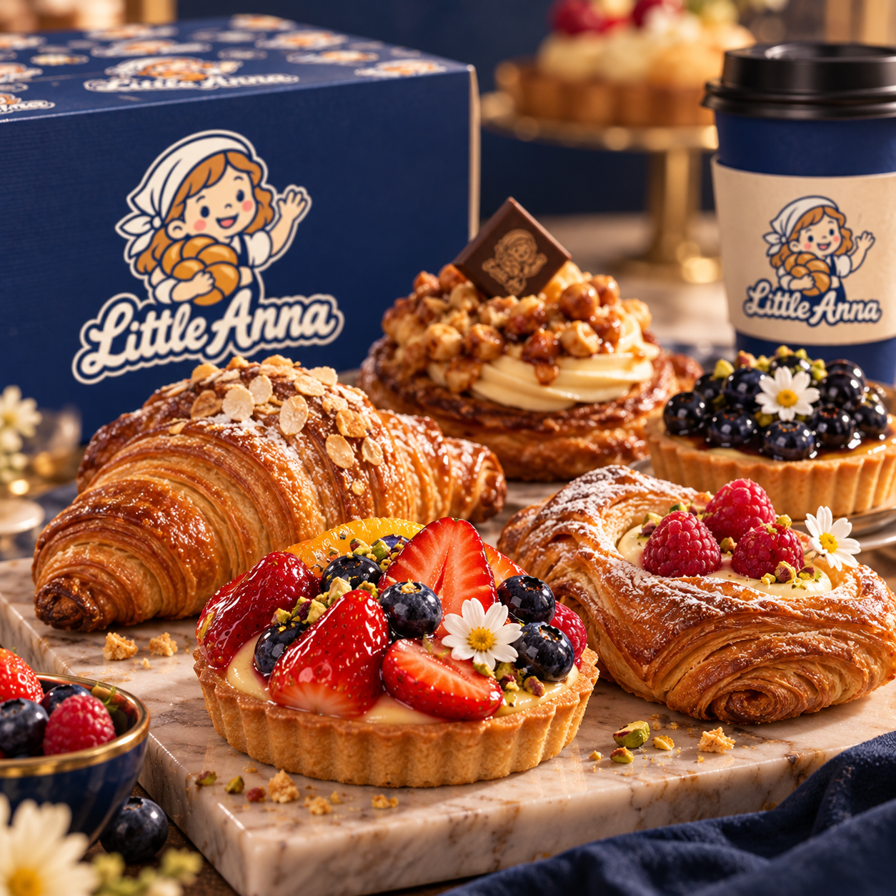 Fruit tart and pastry assortment
